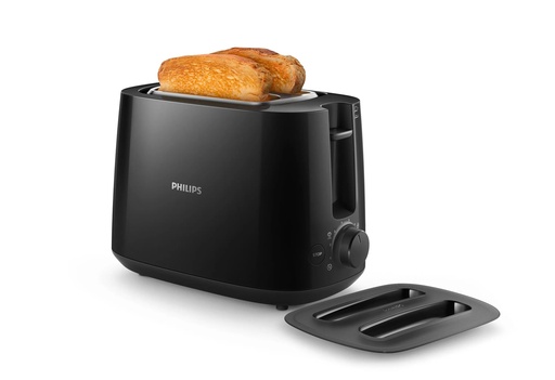 [HD2582/90] Philips Daily Collection Toaster HD2582/90 8 settings Integrated bun warming rack Compact design Dust cover