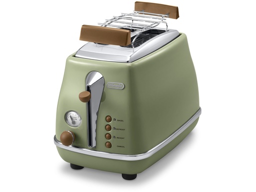 [CTOV2103.GR] DELONGHI Icona Vintage Toaster CTOV 2103.GR 900W, Stainless steel, Crumb tray, Defrost, Green