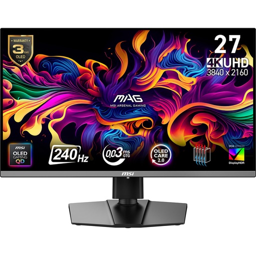 [MAG 272UP QD-OLED X24] MSI 26.5 " 3840 x 2160 pixels 4K Ultra HD Native aspect ratio 16:9 QD-OLED MAG272UPQD-OLEDX24