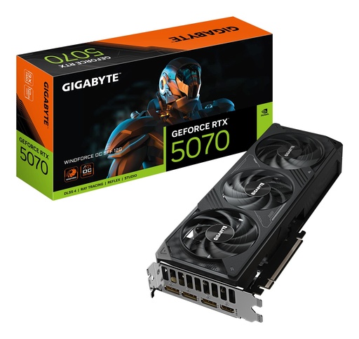 [GV-N5070WF3OC-12GD] GIGABYTE NVIDIA GeForce RTX 5070 12 GB GDDR7 192 bit PCIE 5.0 16x GPU 2542 MHz Triple slot Fansink 1xHDMI 3xDisplayPort 