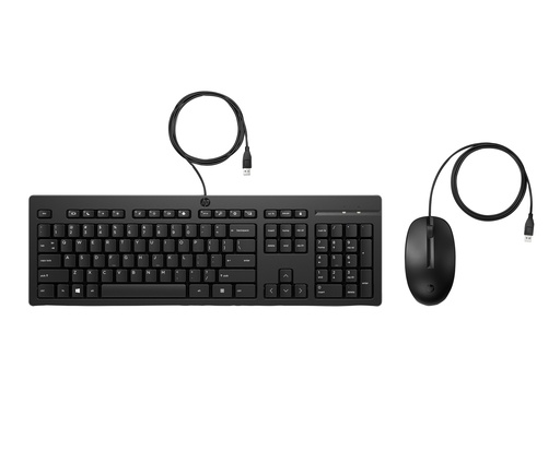 [AX2Y7AA#ABB] HP 225 G2 USB Wired Mouse Keyboard Combo, Copilot Key, spill resistant - Black - US ENG