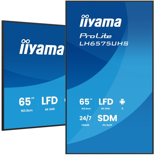 [LH6575UHS-B2AG] LH6575UHS-B2AG 65" 4K UHD Professional Digital Signage 24/7 display featuring Android OS, FailOver and Intel® SDM slot