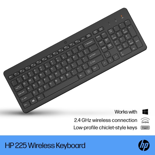 [805T1AA#ABB] HP 225 Wireless Keyboard, spill resistant - Black - US ENG