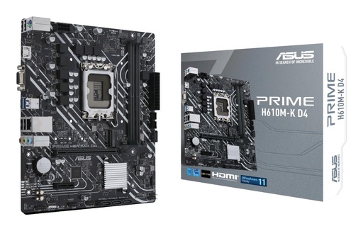 [PRIMEH610M-KD4] ASUS Intel H610 LGA1700 MicroATX Memory DDR4 Memory slots 2 1xPCI-Express 3.0 1x 1xPCI-Express 4.0 16x 1xM.2 1x15pin D-s