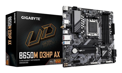 [B650M D3HP AX 1.3] GIGABYTE AMD B650 Socket AM5 micro ATX RAM DDR5-SDRAM 4xSlots Wi-Fi Yes Bluetooth Yes 2xNumber of M.2 (M) slots B650M D3