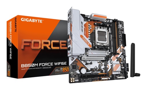 [B850M FORCE WF6E 1.2] GIGABYTE AMD B850 Socket AM5 micro ATX RAM DDR5-SDRAM 2xSlots Wi-Fi Yes Bluetooth Yes 3xNumber of M.2 (M) slots B850M FO